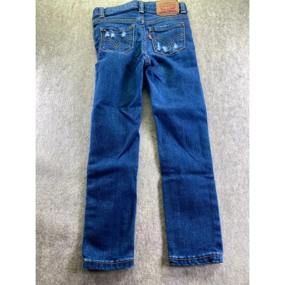 Levi's 720 Girls' High-Rise Super Skinny Distressed Blue Jeans Size XS 4/5